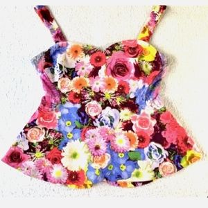 Guess brand floral peplum top women's xl